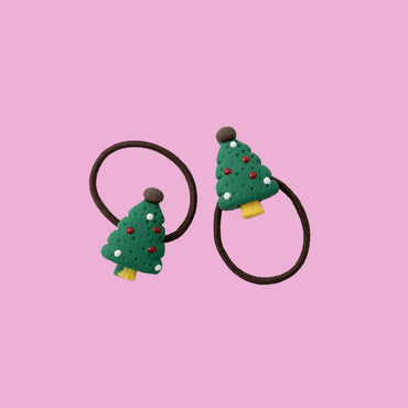 Kaiser Mini Christmas 2 Pack Fabric Hair Ties - Tree