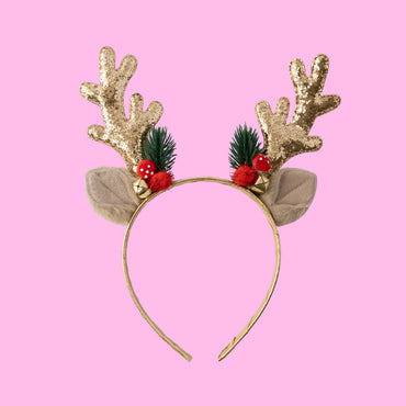 Christmas Novelty Headband - Golden Reindeer