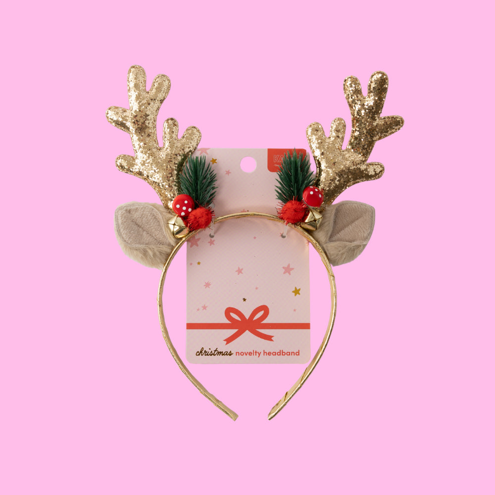 Christmas Novelty Headband - Golden Reindeer