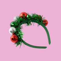 Christmas Novelty Headband -Green Bauble