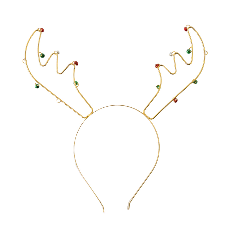Christmas Novelty Headband - Gold Reindeer Bells