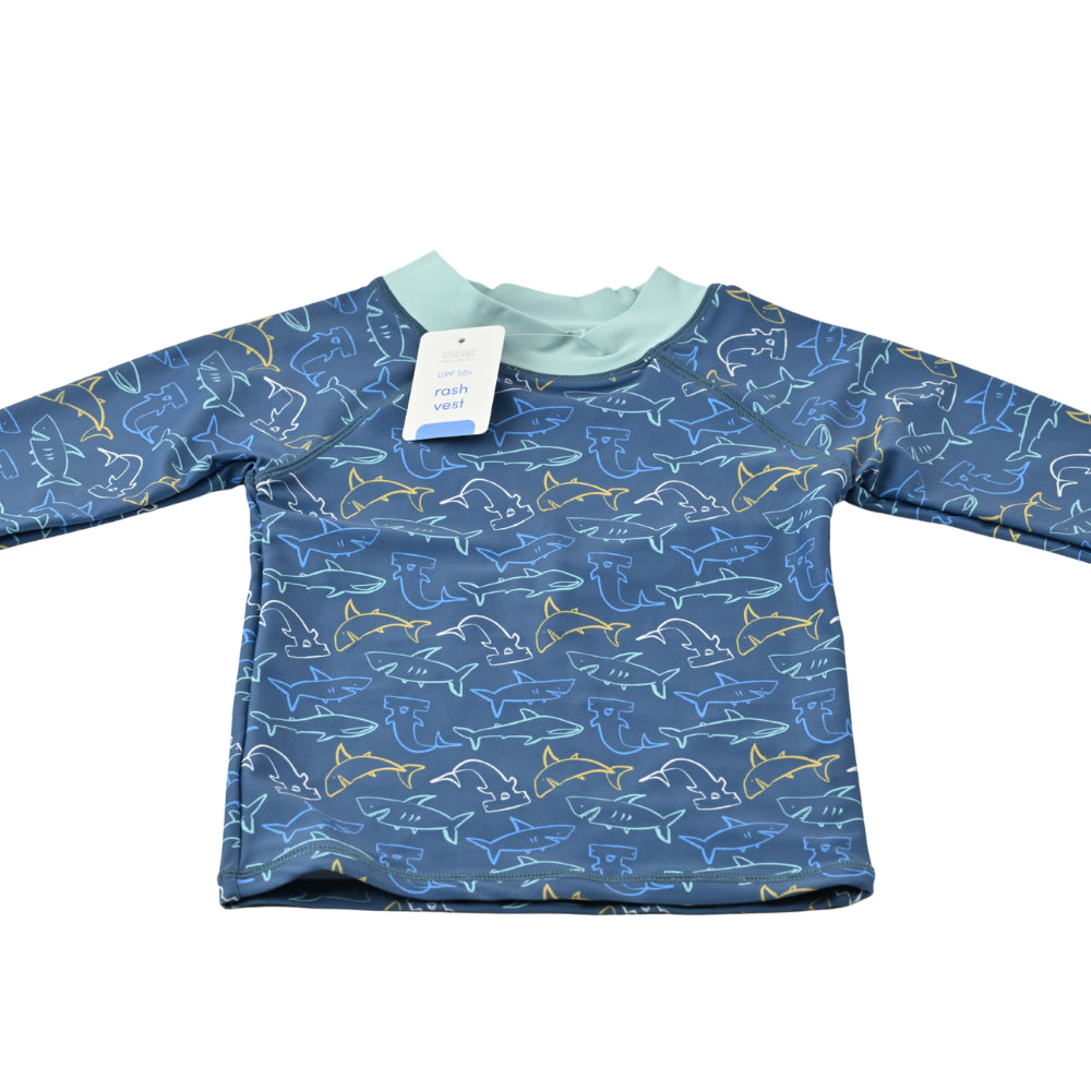 Kaiser Mini Kids Rash Vest  - BRIGHT SHARKS