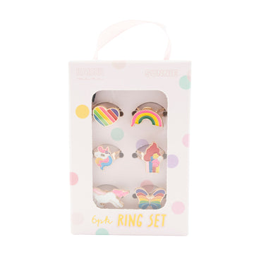 Sunnie Series Ring Set 6pk - RAINBOW UNICORN GOLD