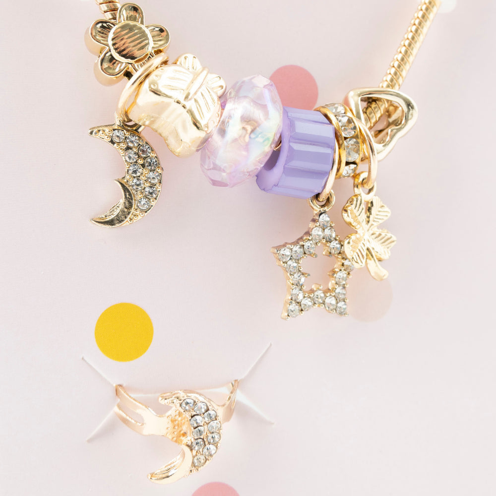 Sunnie Series Charm Bracelet & Ring Set - STAR GOLD