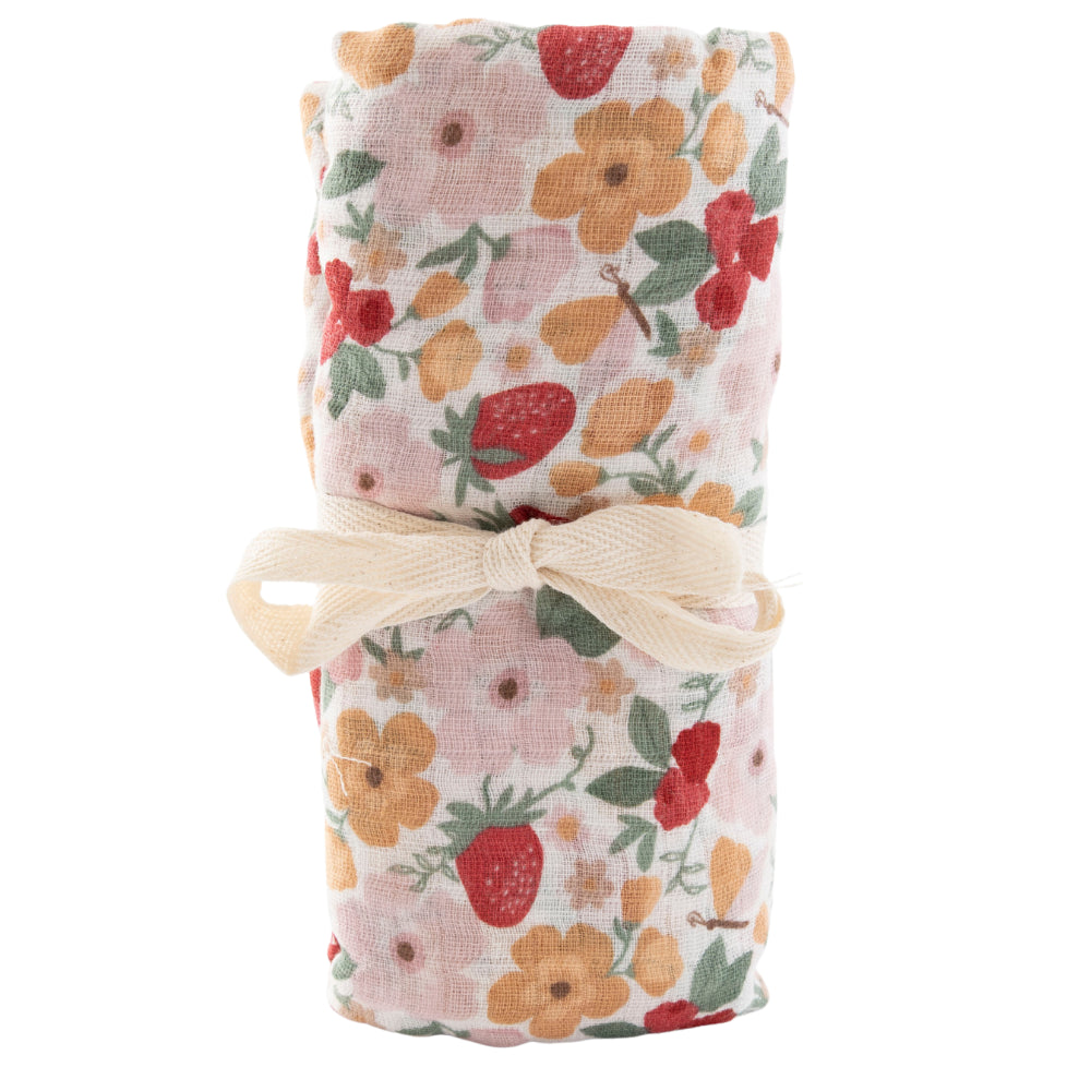 Market Day - Baby Muslin Swaddle - STRAWBERRY FIELDS