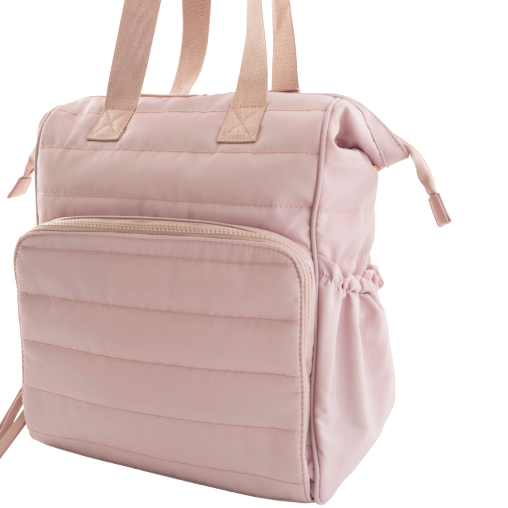 Market Day - Nylon Quilted Baby Backpack - DUSTY PINK