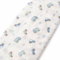 Tiny Tales Baby Muslin Swaddle - ON THE ROAD