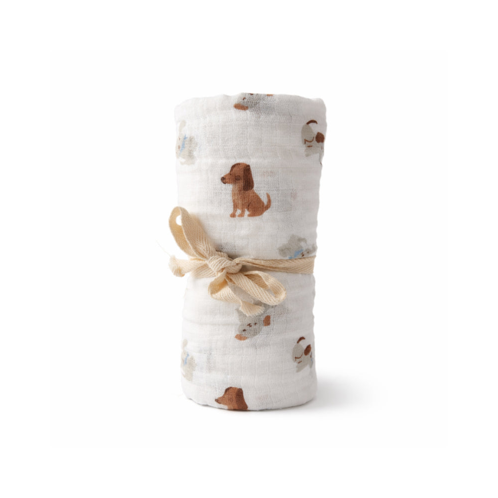 Tiny Tales Baby Muslin Swaddle - PUPPIES