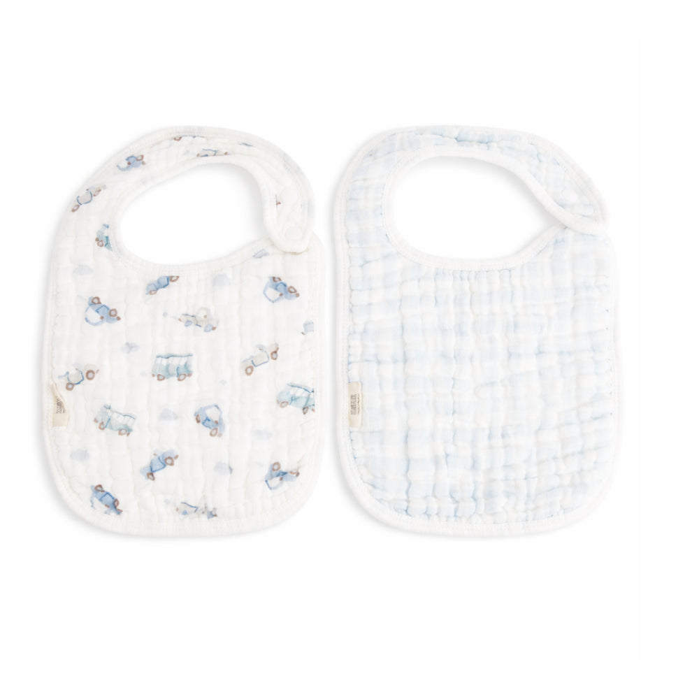 Tiny Tales Baby Muslin Bib 2pk - ON THE ROAD