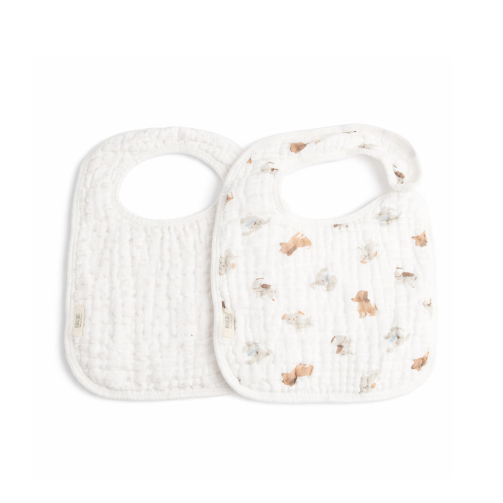 Tiny Tales Baby Muslin Bib 2pk - PUPPIES