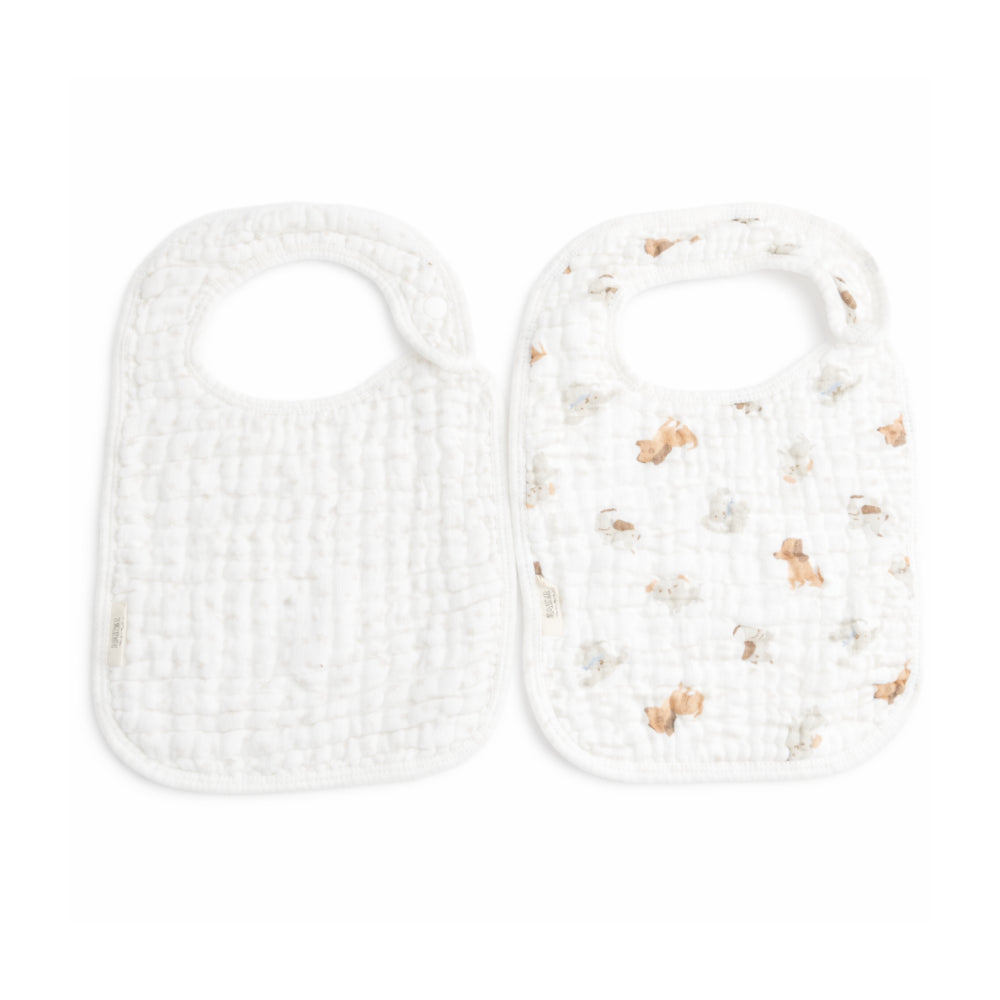 Tiny Tales Baby Muslin Bib 2pk - PUPPIES