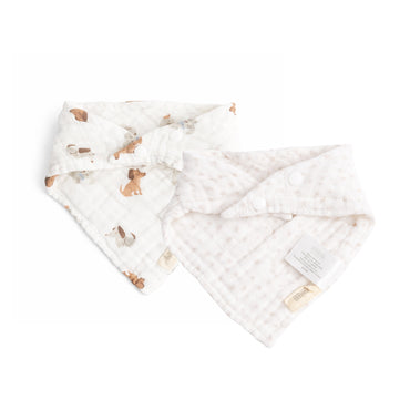Tiny Tales Baby Muslin Bandana Bib 2pk - PUPPIES