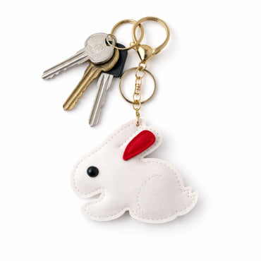 Hoppy Times Kids Easter Keyring PU - WHITE BUNNY