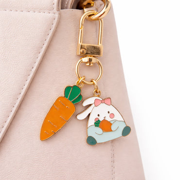 Hoppy Times Kids Easter Keyring Enamel - CARROT BUNNY