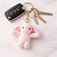 Hoppy Times Kids Easter Keyring Plush - PINK BUNNY