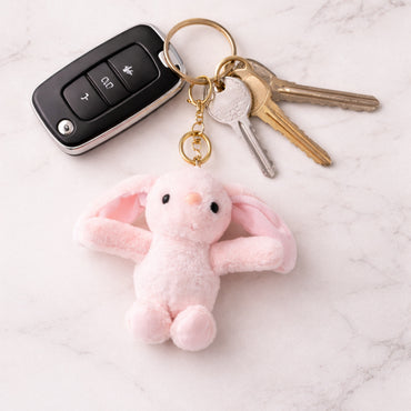 Hoppy Times Kids Easter Keyring Plush - PINK BUNNY