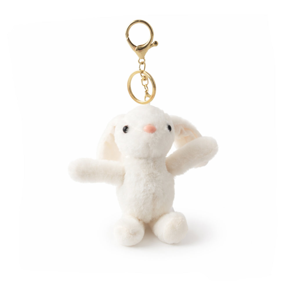 Hoppy Times Kids Easter Keyring Plush - WHITE BUNNY