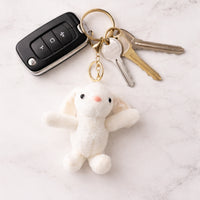 Hoppy Times Kids Easter Keyring Plush - WHITE BUNNY