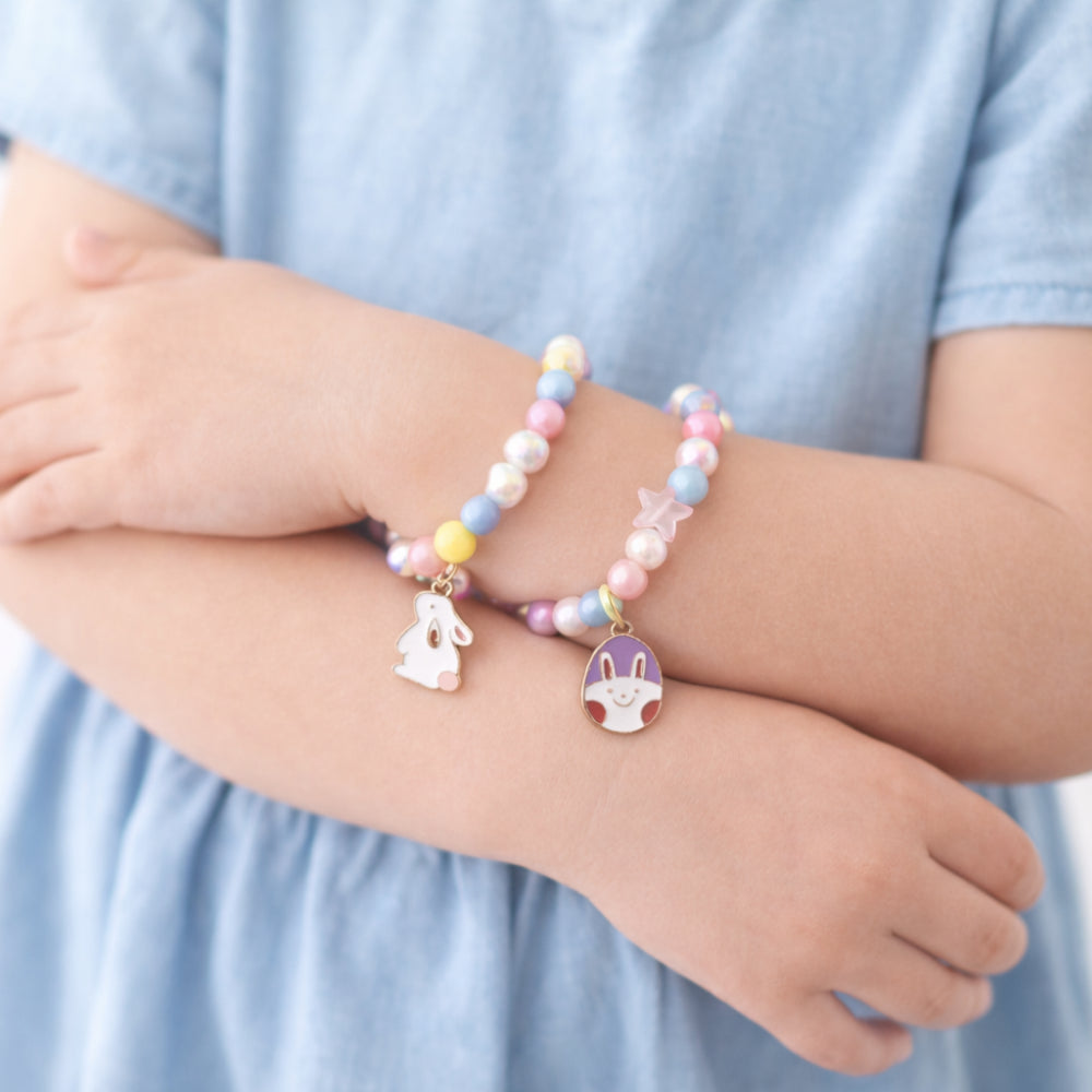 Hoppy Times Kids Easter Bead Charm Bracelet - BUNNY FLOWER