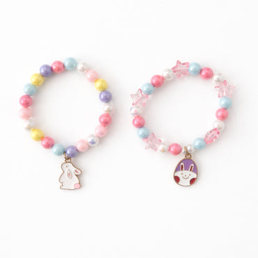 Hoppy Times Kids Easter Bead Charm Bracelet - BUNNY FLOWER