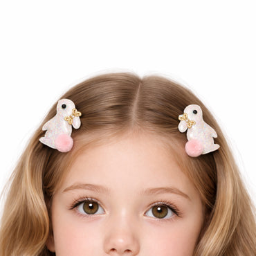 Hoppy Times Kids Easter 2pk Hair Clip - WHITE BUNNY