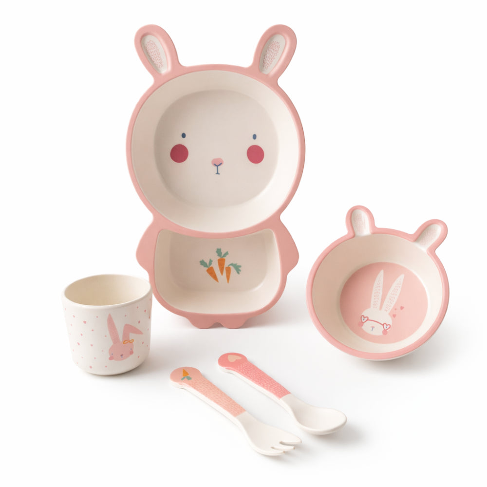 Hoppy Times Kids Easter Bamboo Dinner Set - PINK BUNNY