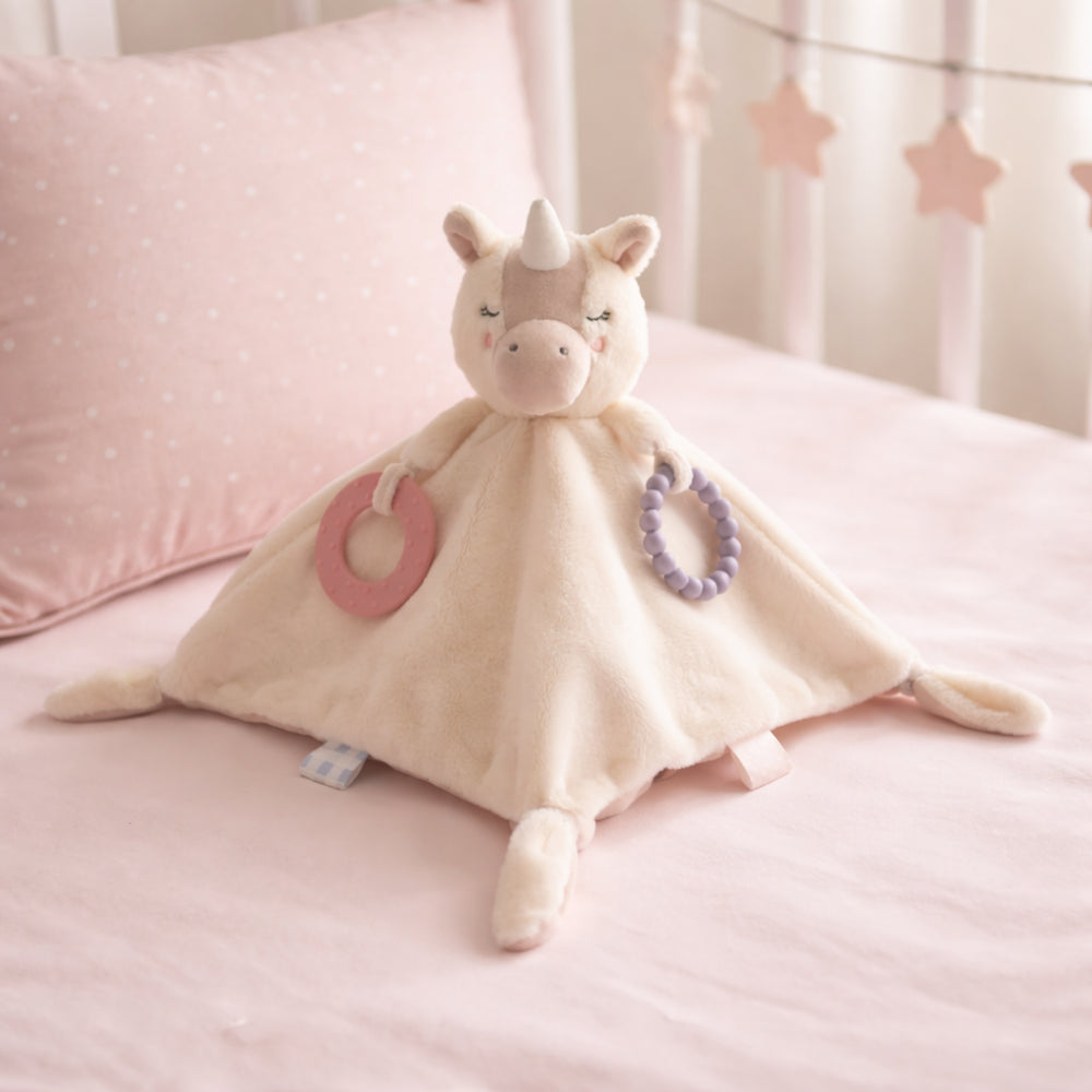 Wonderland Baby Collection Plush Comforter with Silicone - CREAM UNICORN