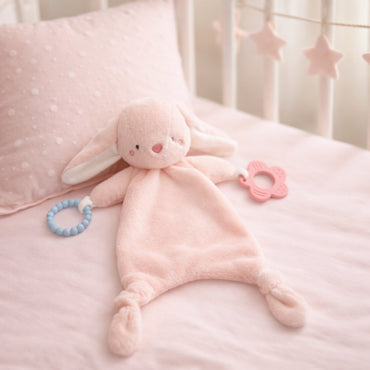 Wonderland Baby Collection Snuggle Comforter with Silicone - PINK BUNNY