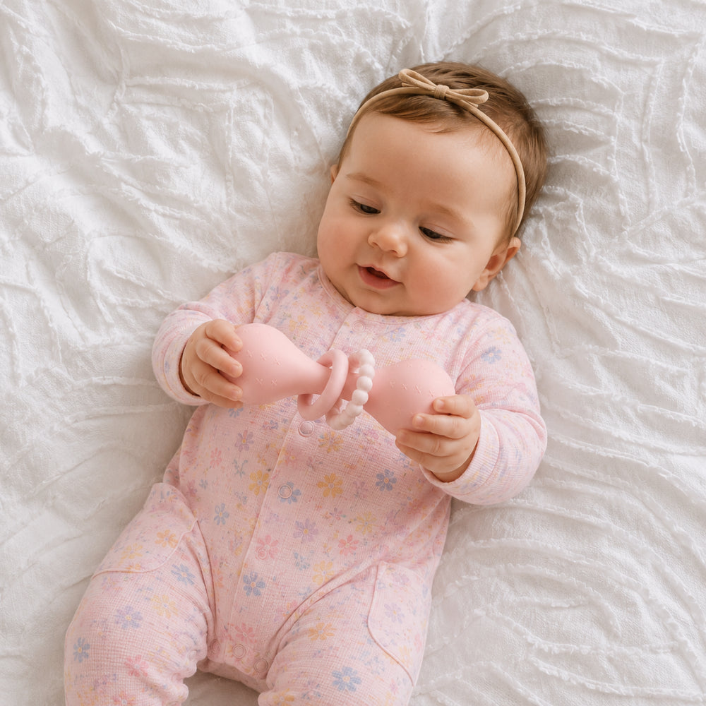Story Time Collection Baby Silicone Rattle  - PINK