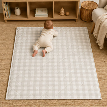 Story Time Collection Baby Rectangle Play Mat 100cm X 120cm - SAGE GINGHAM
