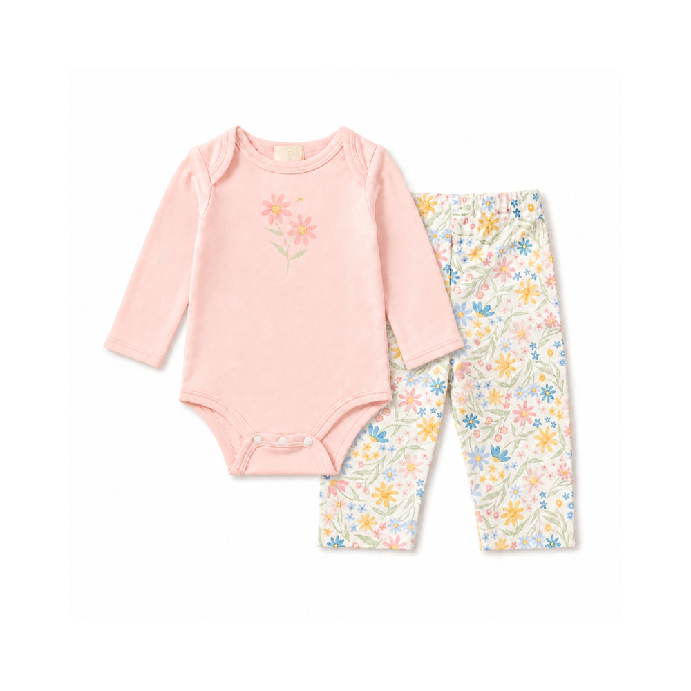 Story Time Collection Baby Bodysuit & Legging Set Baby - BLOSSOMS