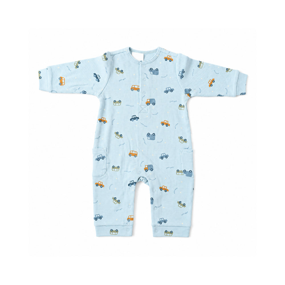 Story Time Collection Baby Waffle Onesie - TINY WHEELS