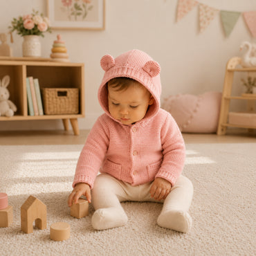 Story Time Collection Baby Knitted Cardigan - ROSE