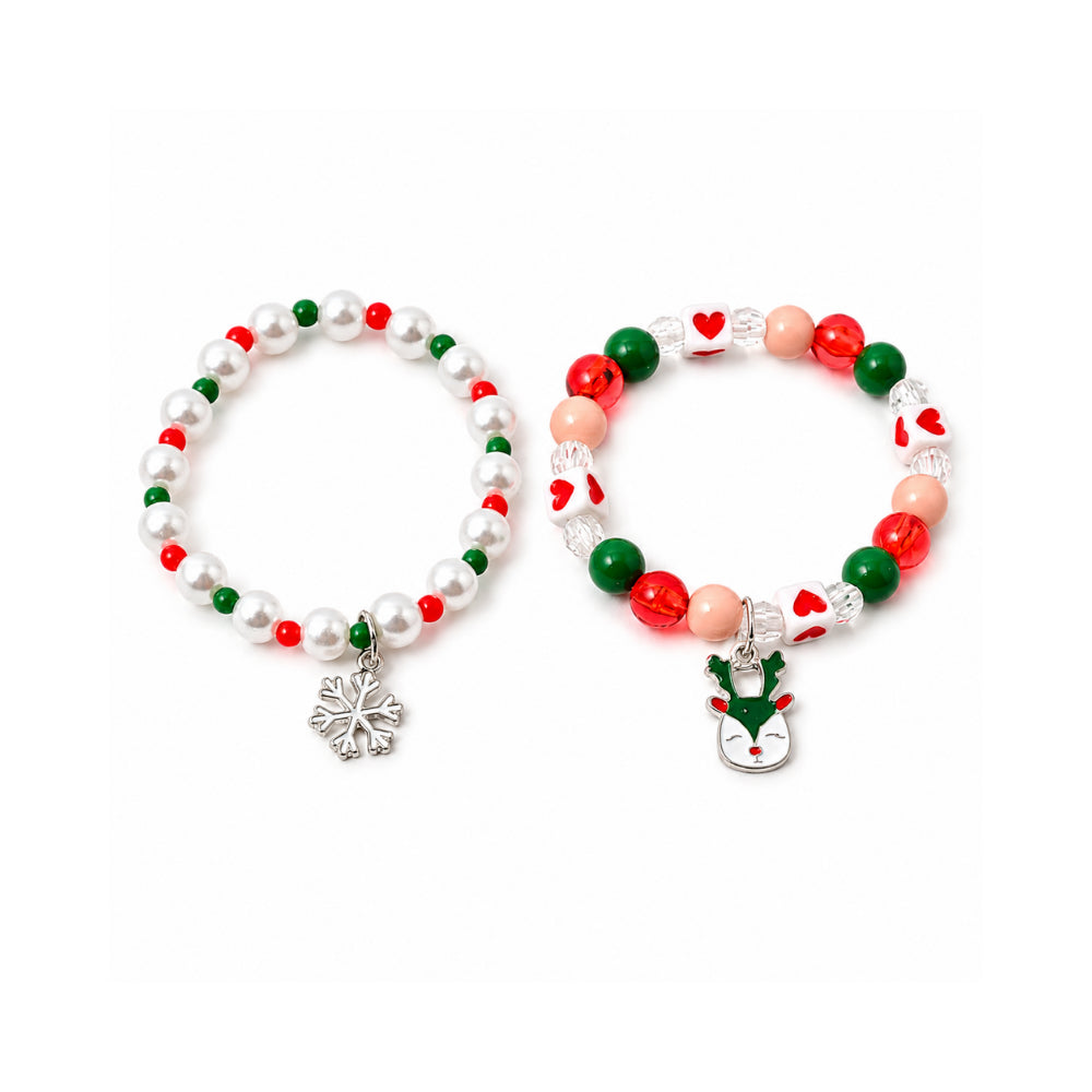 Christmas Kids 4 Pack Ring & Bracelet Set - SNOWFLAKE/REINDEER