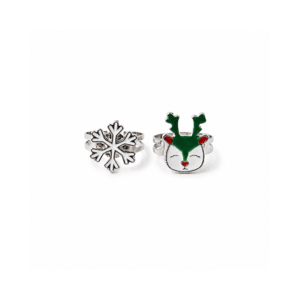 Christmas Kids 4 Pack Ring & Bracelet Set - SNOWFLAKE/REINDEER