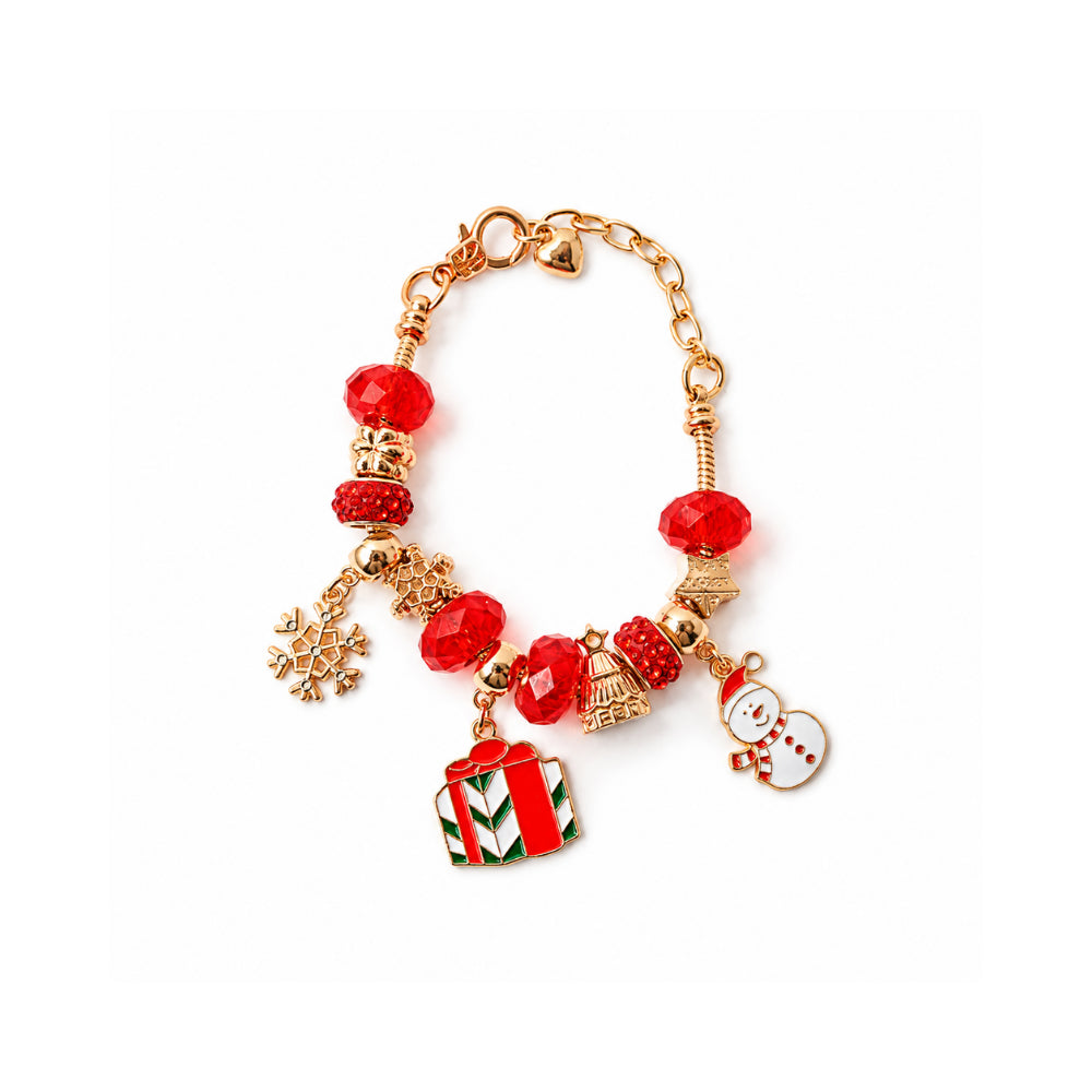 Christmas Kids Charm Bracelet - GOLD & RED PRESENT