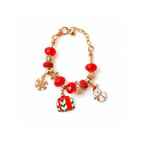 Christmas Kids Charm Bracelet - GOLD & RED PRESENT