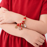 Christmas Kids Charm Bracelet - GOLD & RED PRESENT