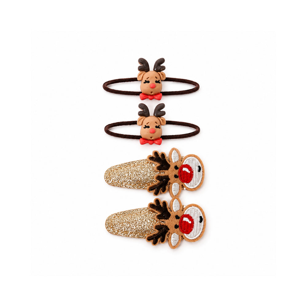 Christmas Kids 4 Pack Hair Set - REINDEER