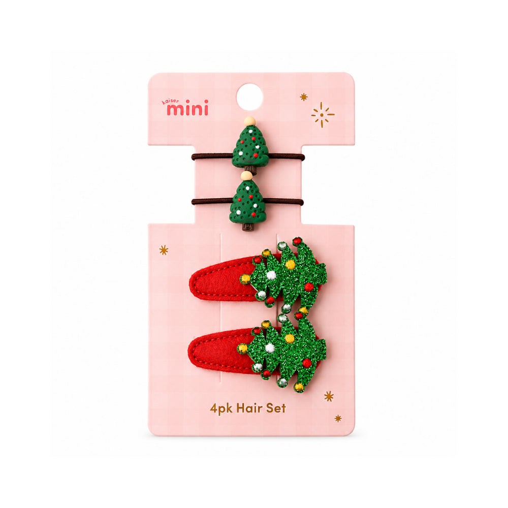 Christmas Kids 4 Pack Hair Set - TREE