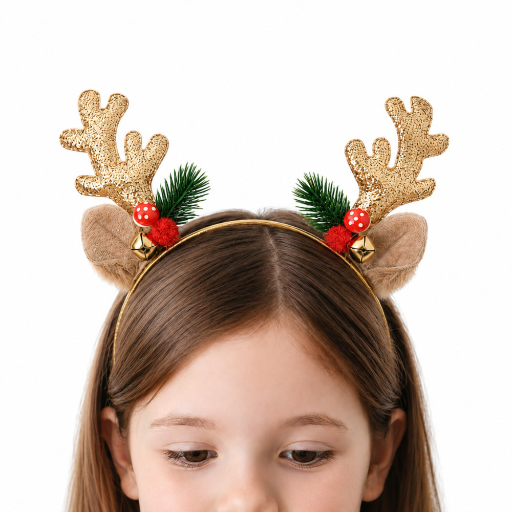 Christmas Kids Novelty Headband - GOLDEN REINDEER