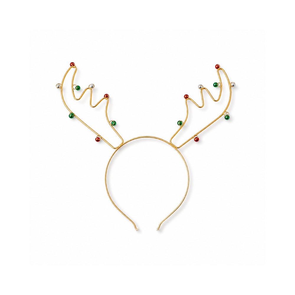 Christmas Kids Novelty Headband - GOLD REINDEER BELLS