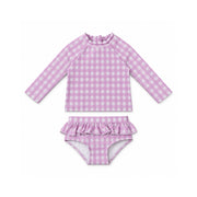 Salty Toes Series Baby Gingham Seersucker 2 Piece Set - LILAC GINGHAM