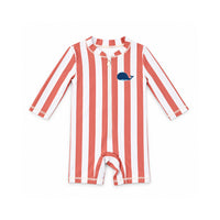Salty Toes Series Baby Swim All in One - RUST STRIPE