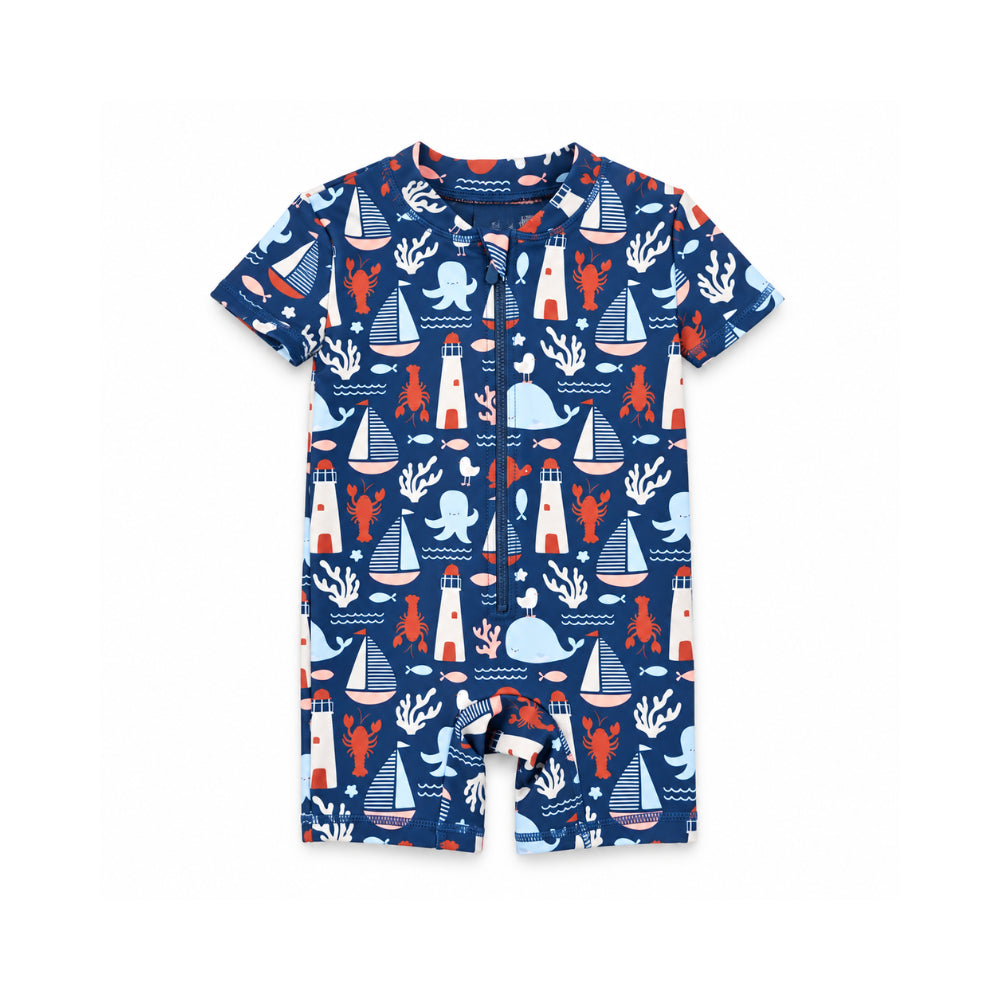 Salty Toes Series Baby Swim Short Sleeve All in One - HARBOUR CLUB