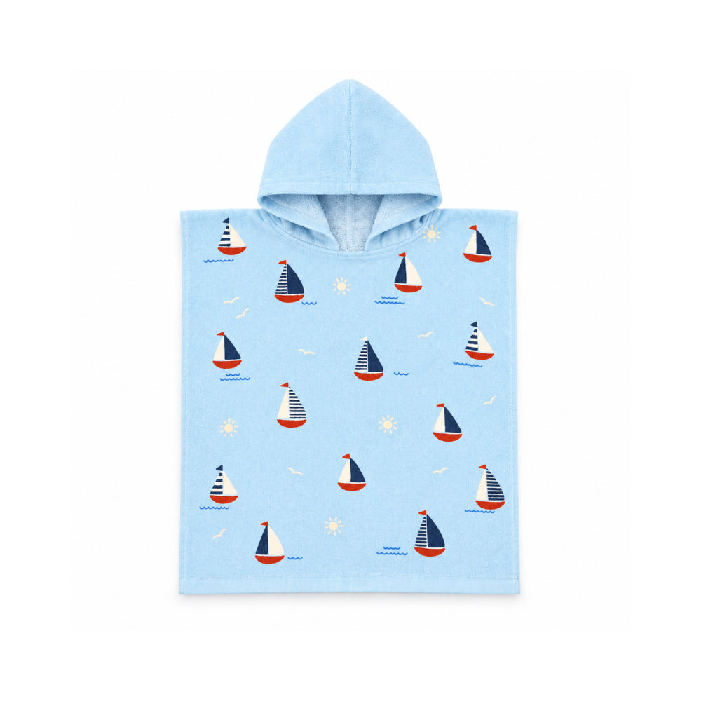 Salty Toes Series Baby Hooded Towel One Size - SAIL BOATS