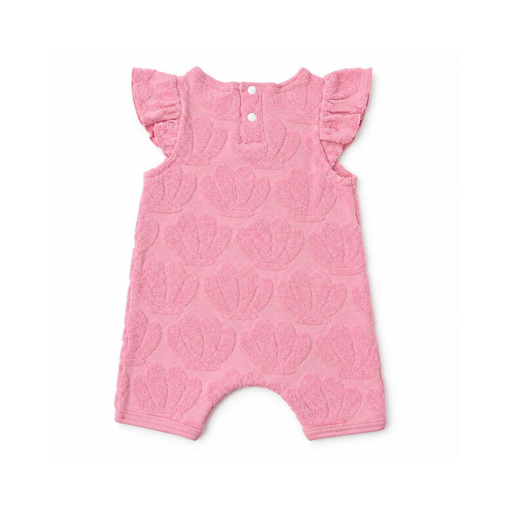 Salty Toes Series Baby Terry Towelling Frill Romper - SHELLS