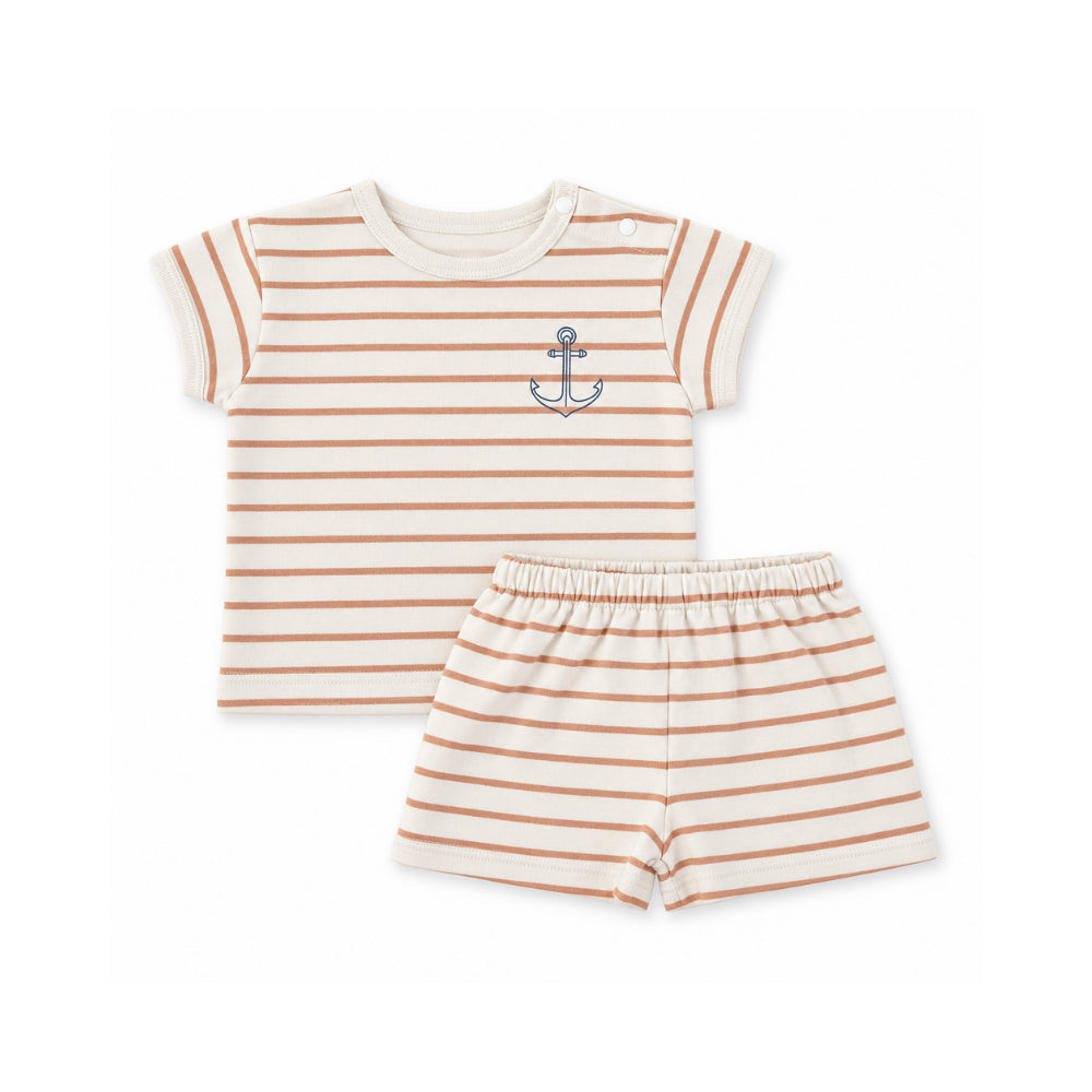 Salty Toes Series Baby Co-ord Set - ANCHOR STRIPE