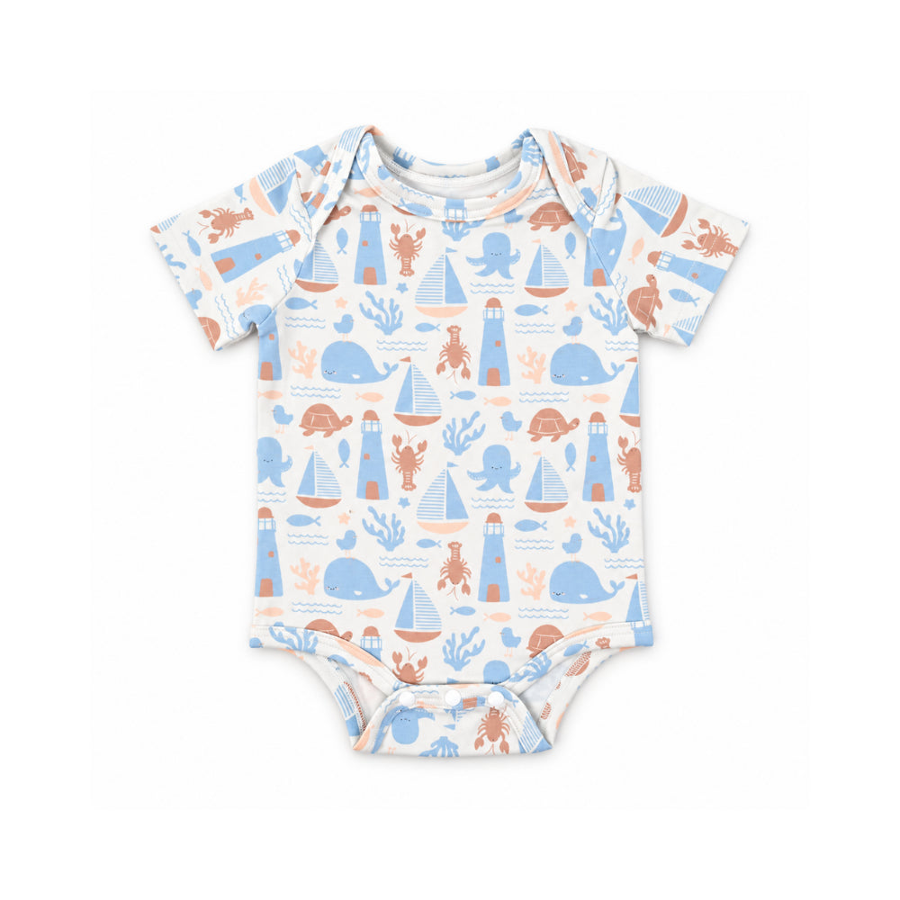Salty Toes Series Baby Printed Short Sleeve Bodysuit - HARBOUR CLUB