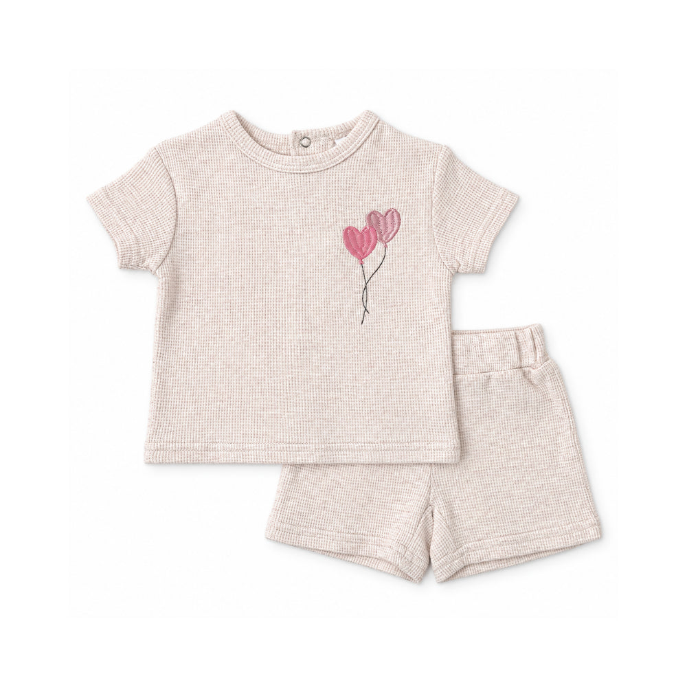 Salty Toes Series Baby Waffle Co-Ord - HEART BALLOONS